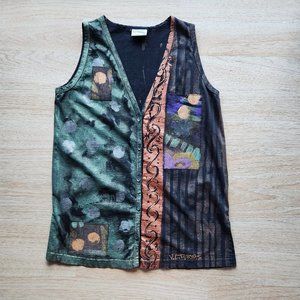 Vintage V.C. Torias Hand Painted Art to Wear Sleeveless Top Vest Multicolor